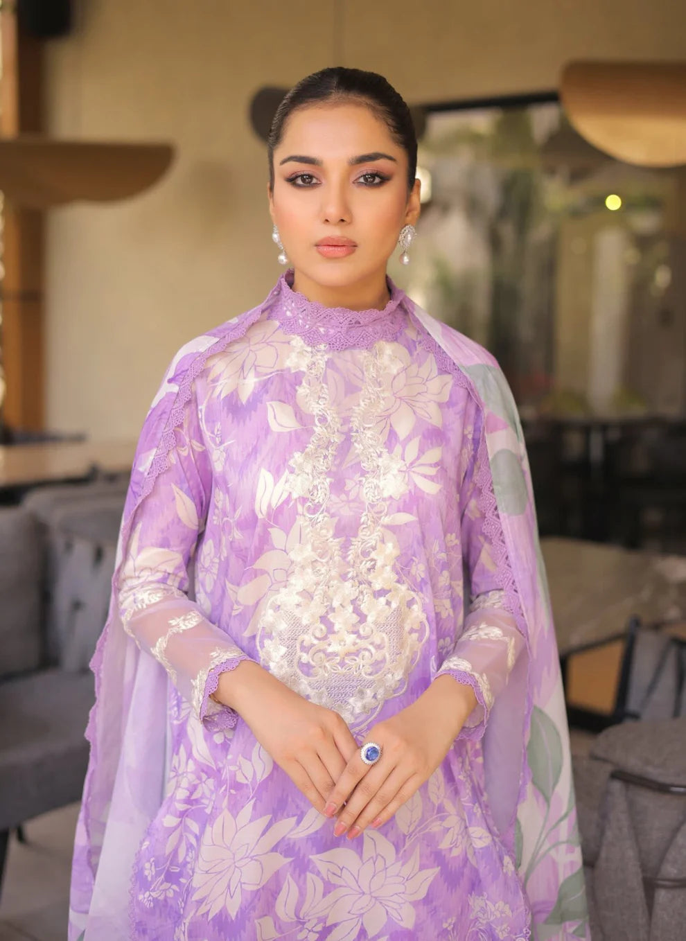 BA Purple Digital Printed Lawn